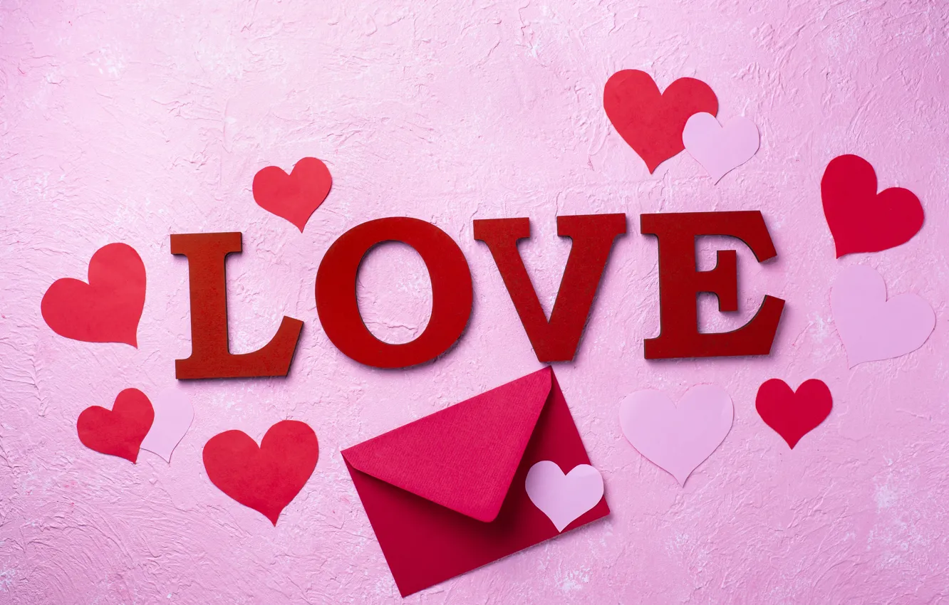 Photo wallpaper hearts, Valentine's day, the envelope, congratulations, Yuliya Furman