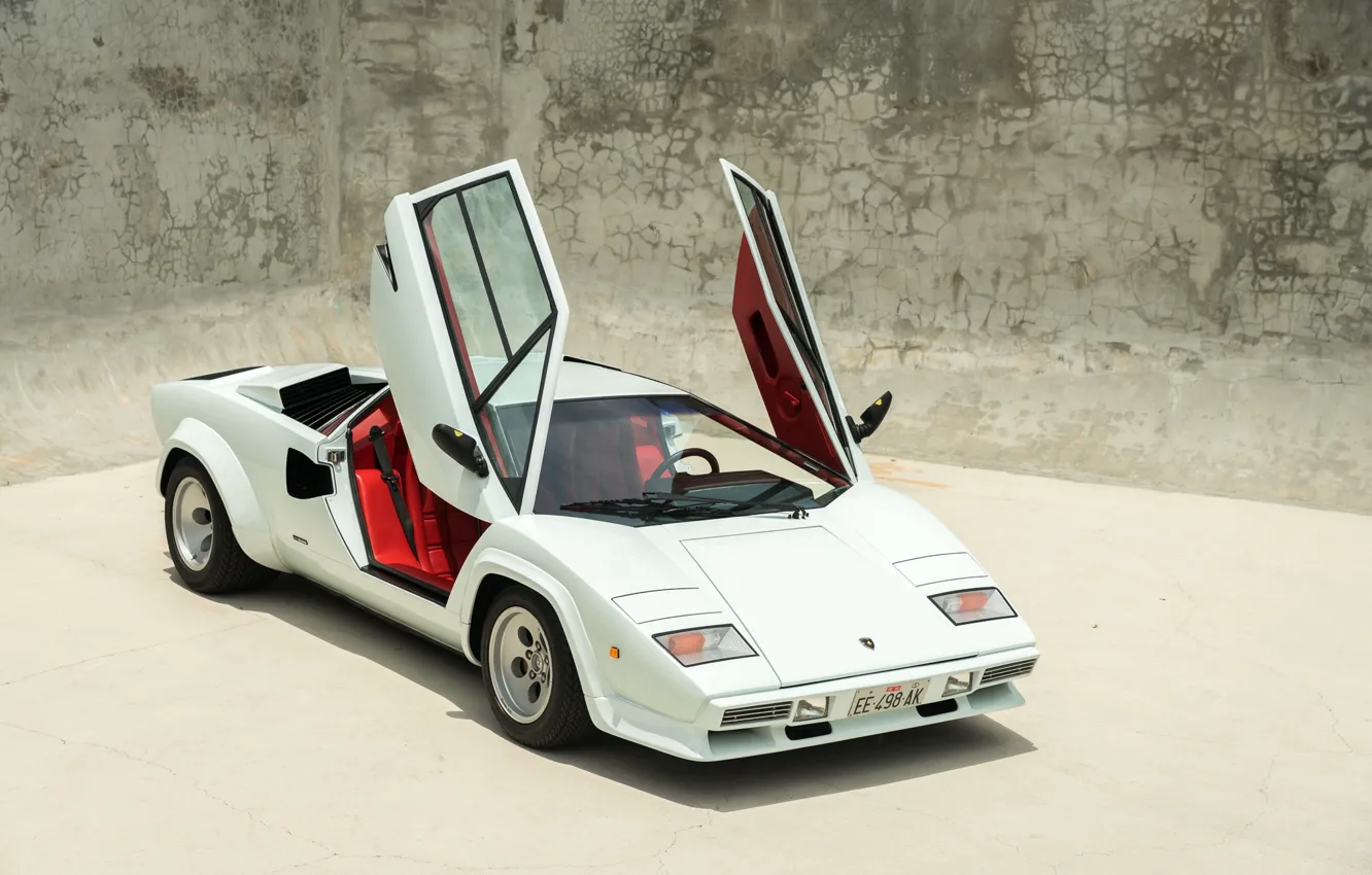 Photo wallpaper Lamborghini, white, Countach, Lamborghini Countach 5000QV, lambo door