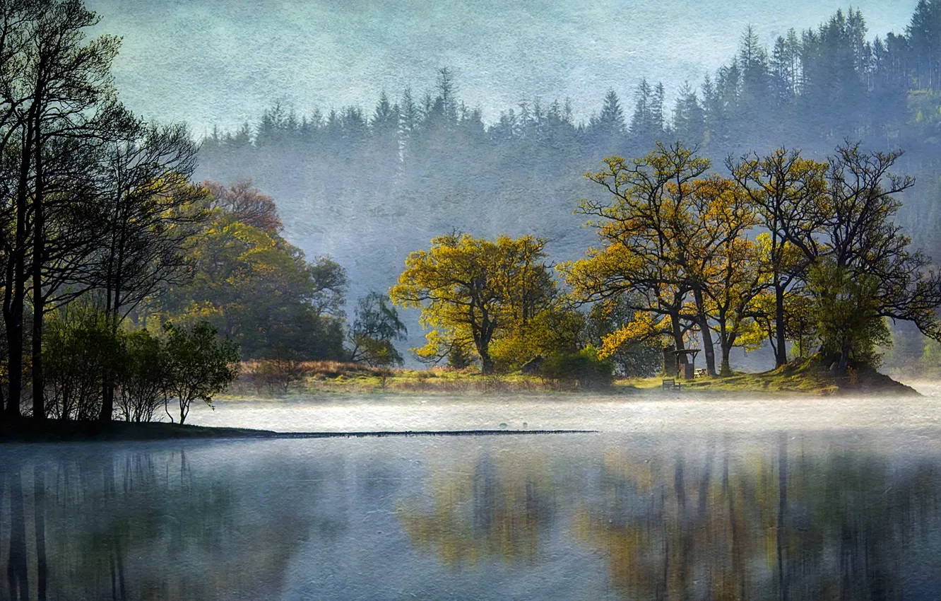 Photo wallpaper landscape, lake, style, background