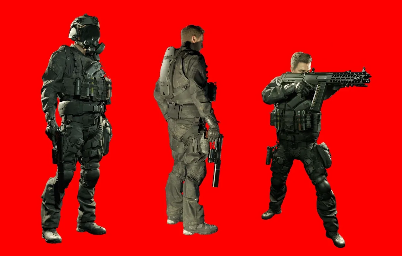 Photo wallpaper red, gun, pistol, game, weapon, Resident Evil, man, asian