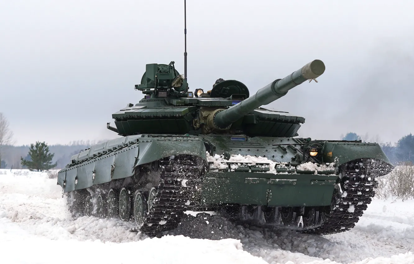 Photo wallpaper Snow, Tank, Ukraine, OKB imeni Morozova, T-64BV, T-64BV sample 2017