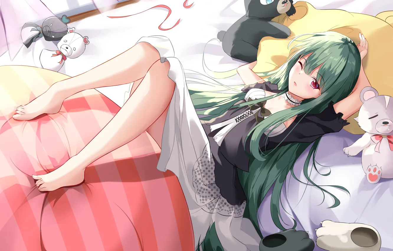 Photo wallpaper girl, toy, bear, Ottoman, Yuna, Kuma Kuma Kuma Bear