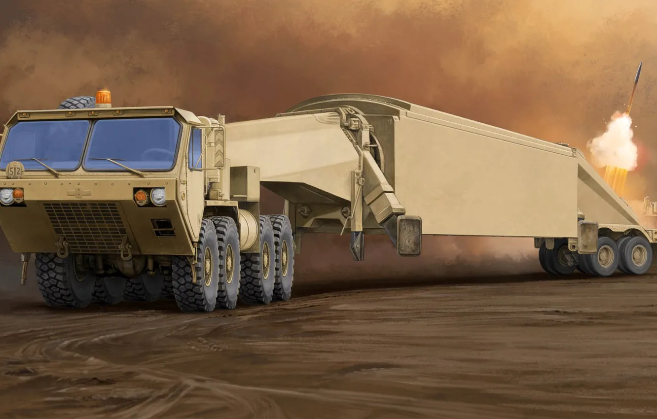 Photo wallpaper M983 Tractor, AN/TPY-2, Forward Based X-Band Transportable, Active phased array antenna, FBX-T, Surveillance Transportable Radar