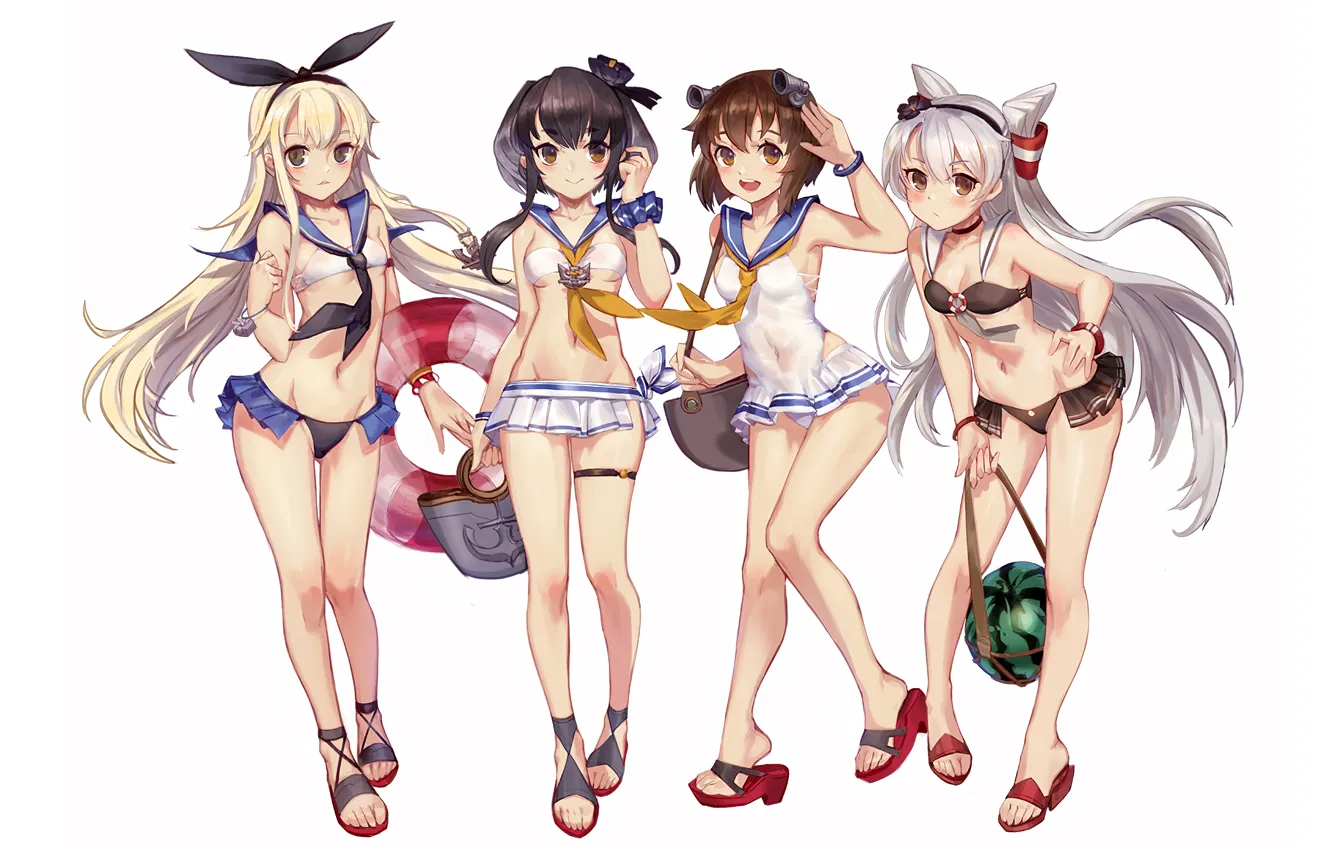 Photo wallpaper girl, sexy, cleavage, long hair, brown hair, brown eyes, boobs, anime