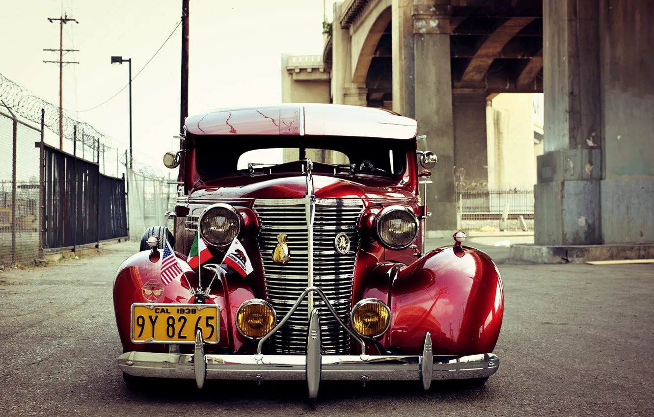 Photo wallpaper Chevrolet, Red, Old, Custom, Master Deluxe