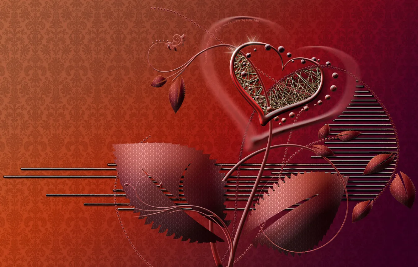 Photo wallpaper flowers, style, background, heart