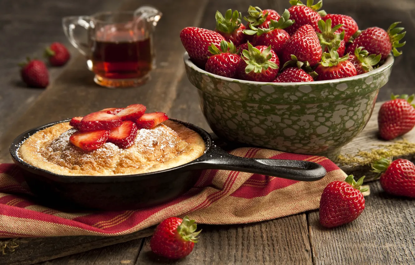 Photo wallpaper berries, food, strawberry, cake, dessert, food, sweet, dessert