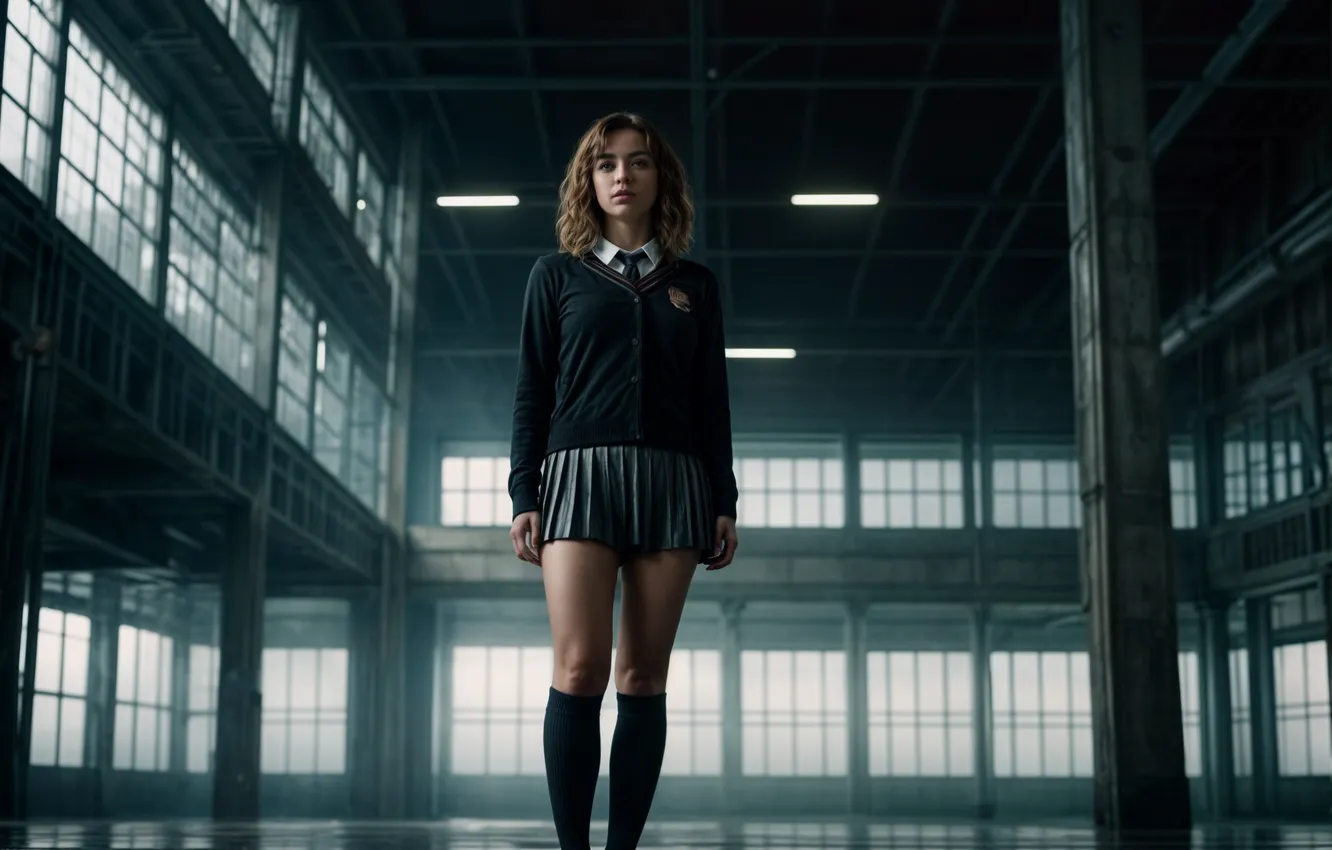 Photo wallpaper Hermione Granger, Hogwarts, girl, the image is generated by AI