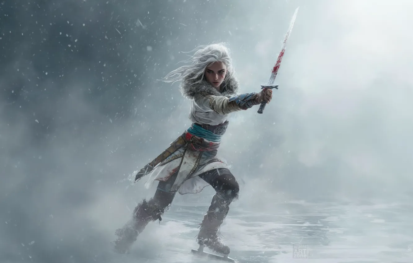 Photo wallpaper girl, game, art, Ciri