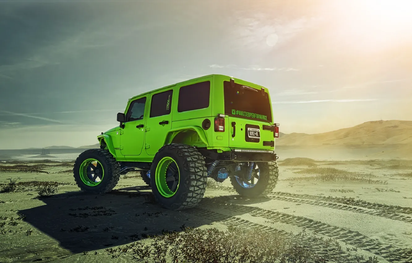 Photo wallpaper Green, Forged, Custom, Wrangler, Jeep, Wheels, Track, ADV1