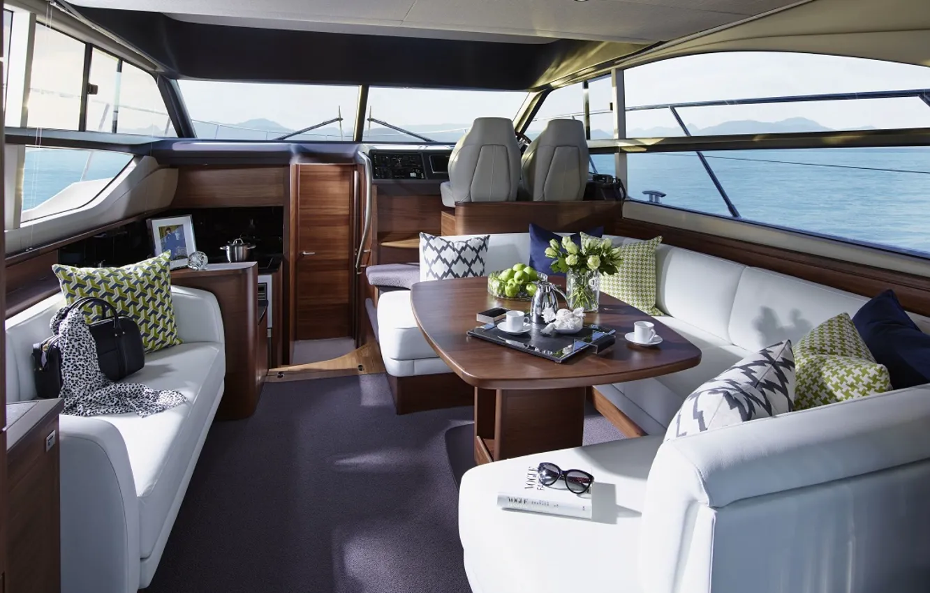 Photo wallpaper saloon, luxury, yacht, cockpit, motor, Princess-43