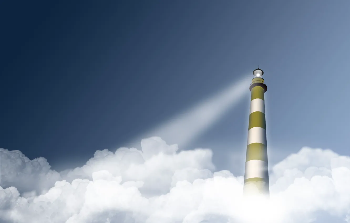 Photo wallpaper clouds, light, lighthouse
