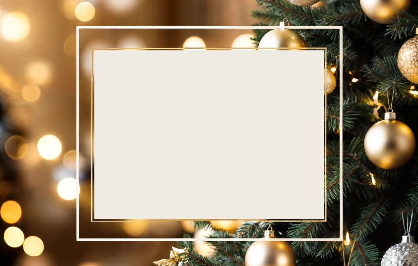 Photo wallpaper balls, new year, frame, herringbone, AI art, neural network
