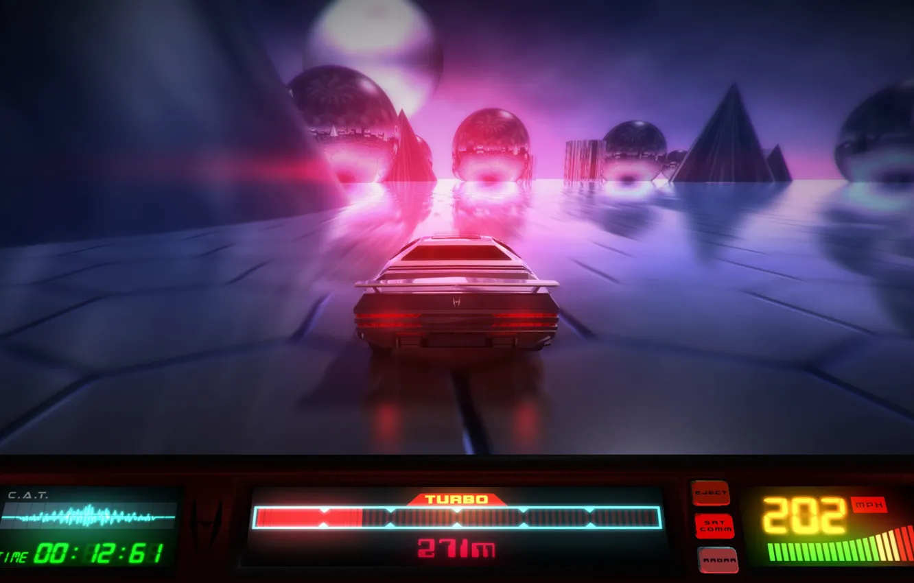 Photo wallpaper Auto, Neon, Machine, Speed, Background, Graphics, Electronic, Synthpop