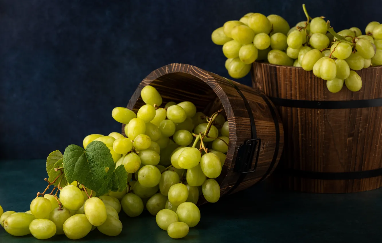 Photo wallpaper food, grapes, bucket, a bunch of grapes