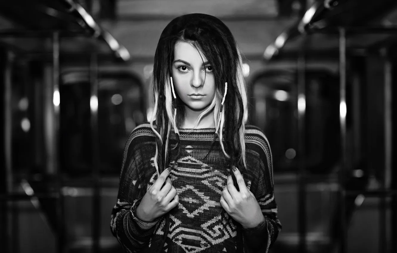 Photo wallpaper portrait, hairstyle, sponge, b & W photograph, Zarema