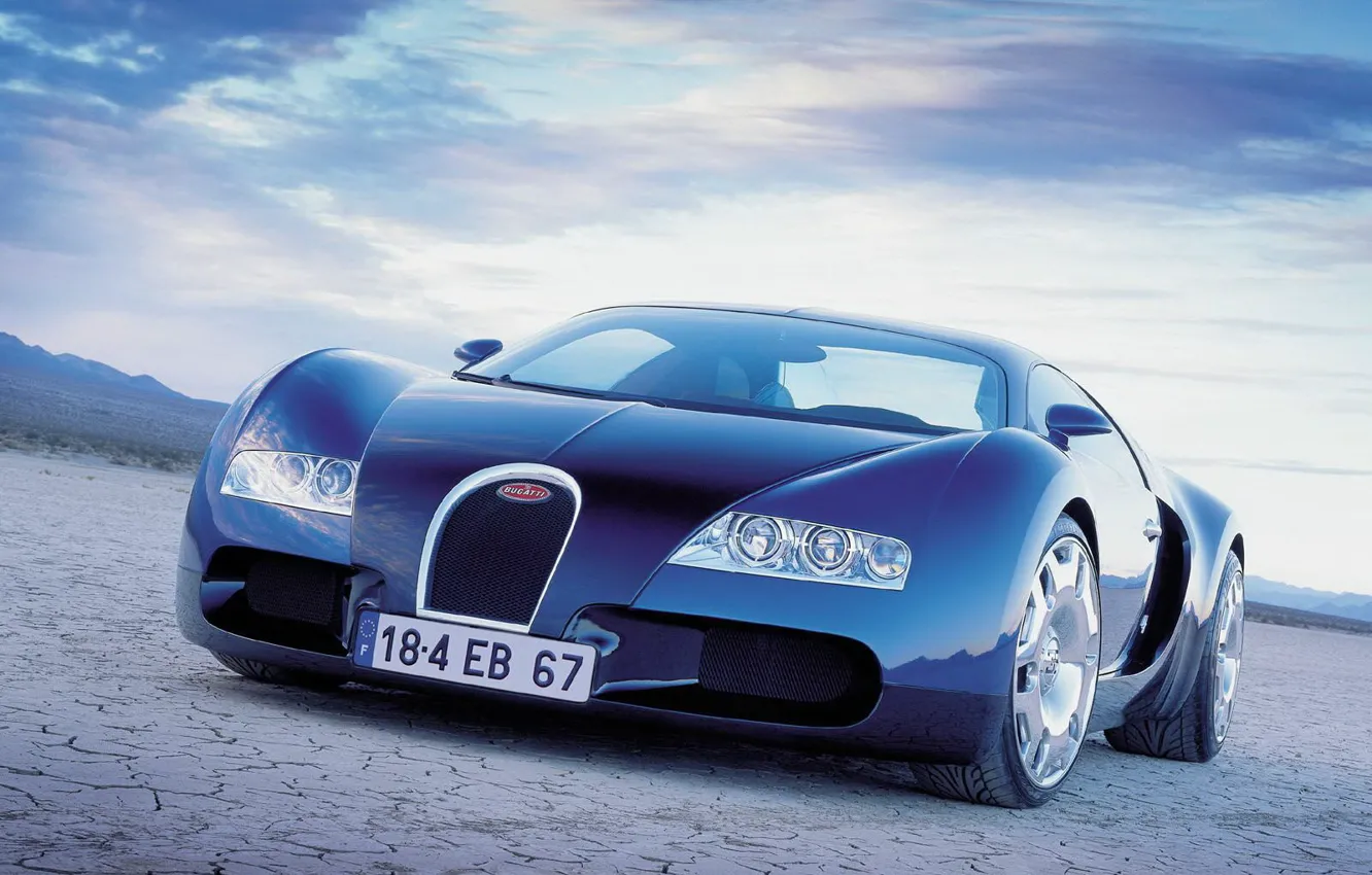 Photo wallpaper blue, desert, Auto, Bugatti