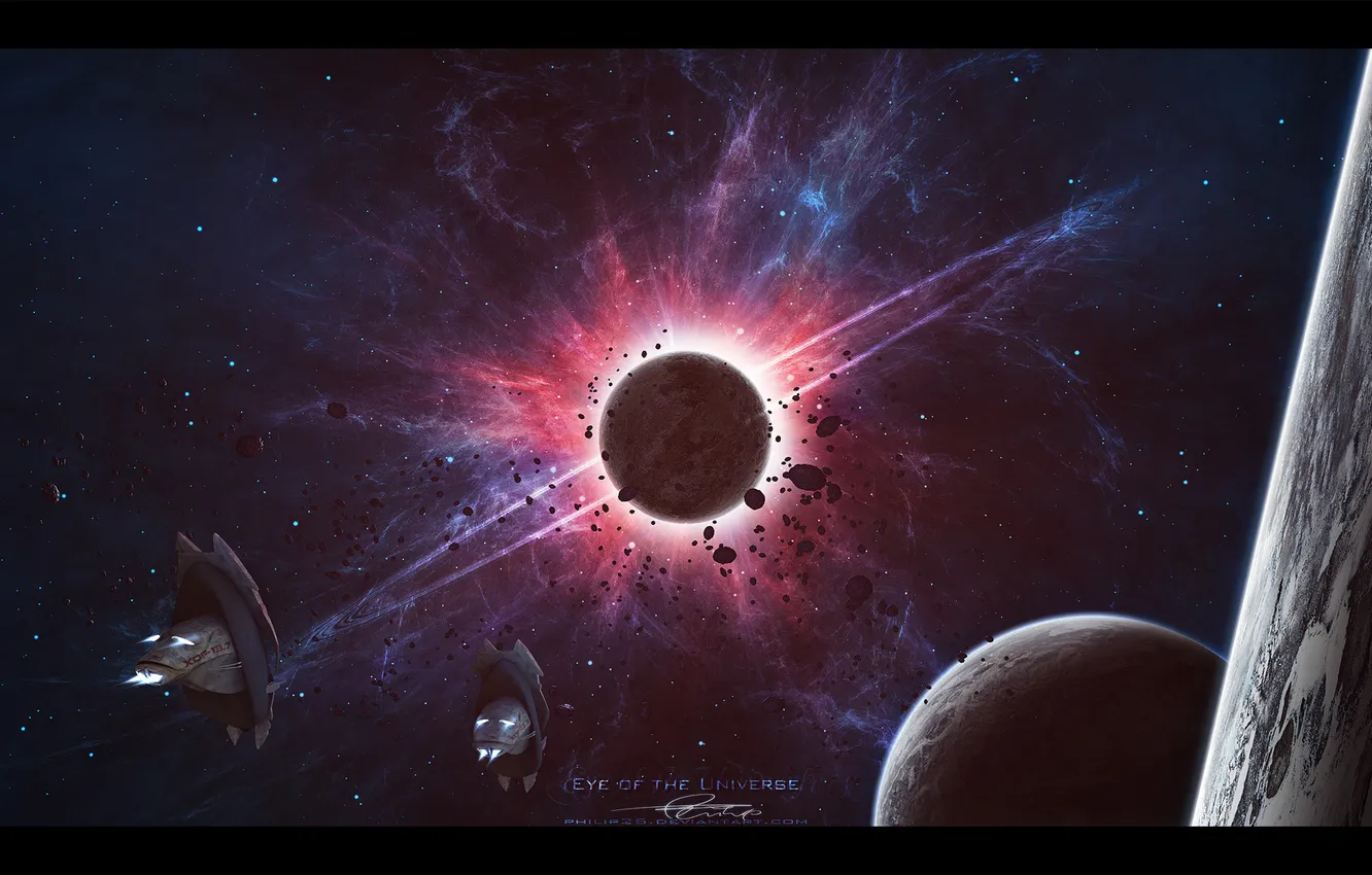 Photo wallpaper the wreckage, the explosion, planet, disaster, starship