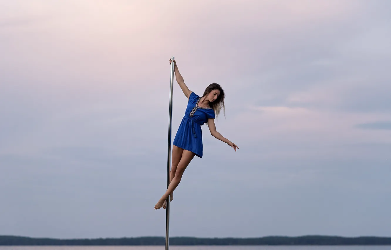 Photo wallpaper the sky, girl, pole