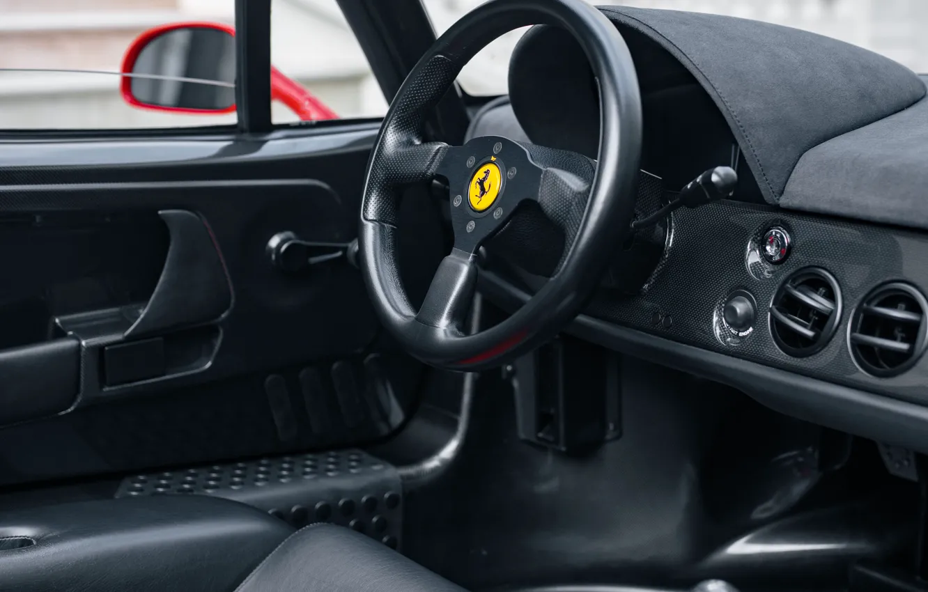 Photo wallpaper Ferrari, F50, steering wheel, Ferrari F50, car interior