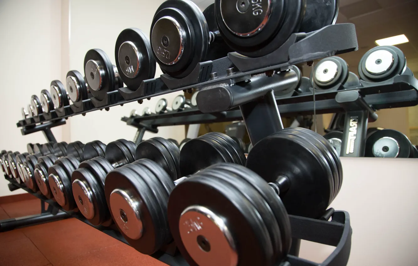 Photo wallpaper fitness, gym, dumbells