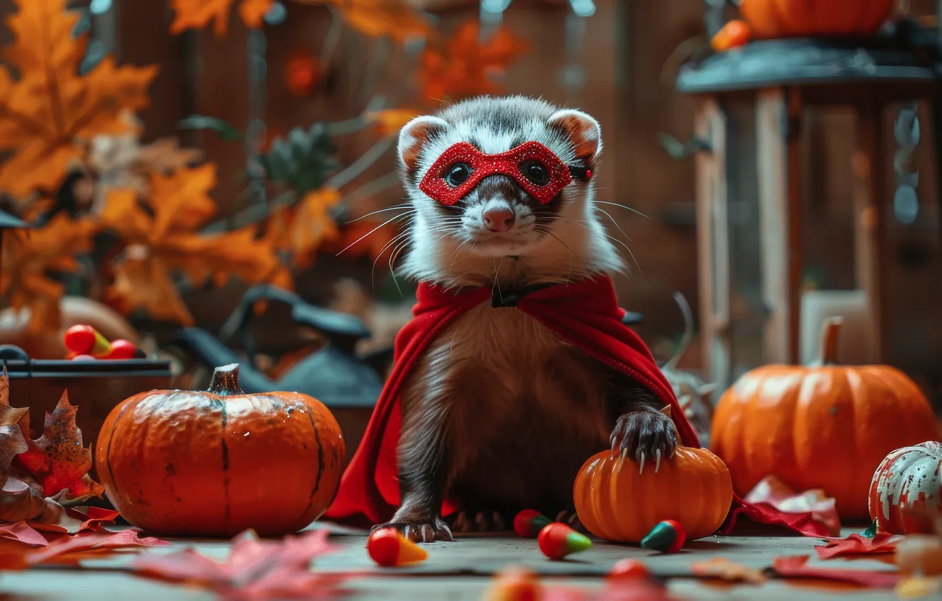 Photo wallpaper autumn, look, pose, holiday, outfit, pumpkin, Halloween, the scenery