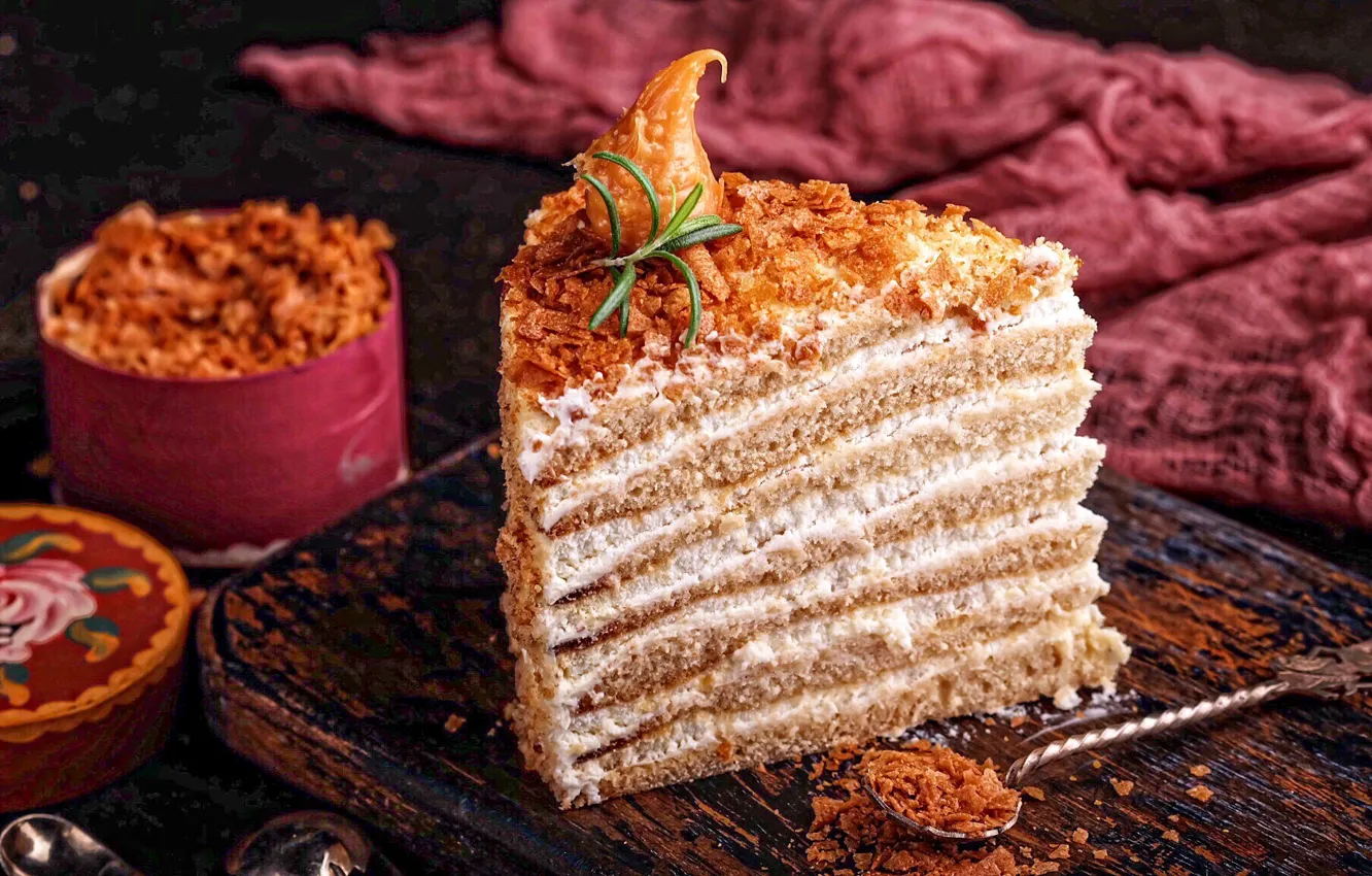 Photo wallpaper cake, fabric, honey