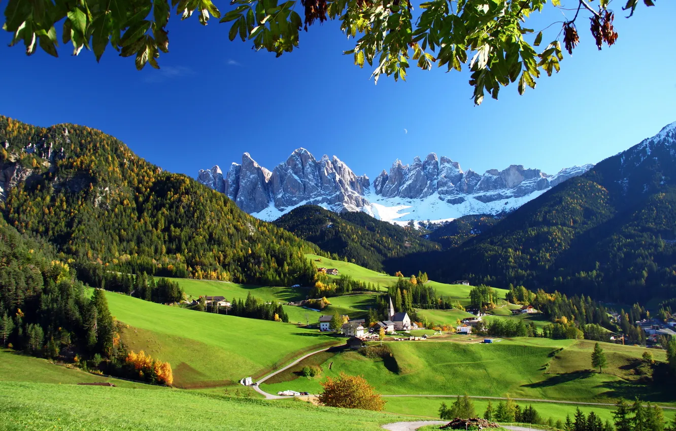 Photo wallpaper landscape, mountains, nature, photo, Italy, meadows, Funes