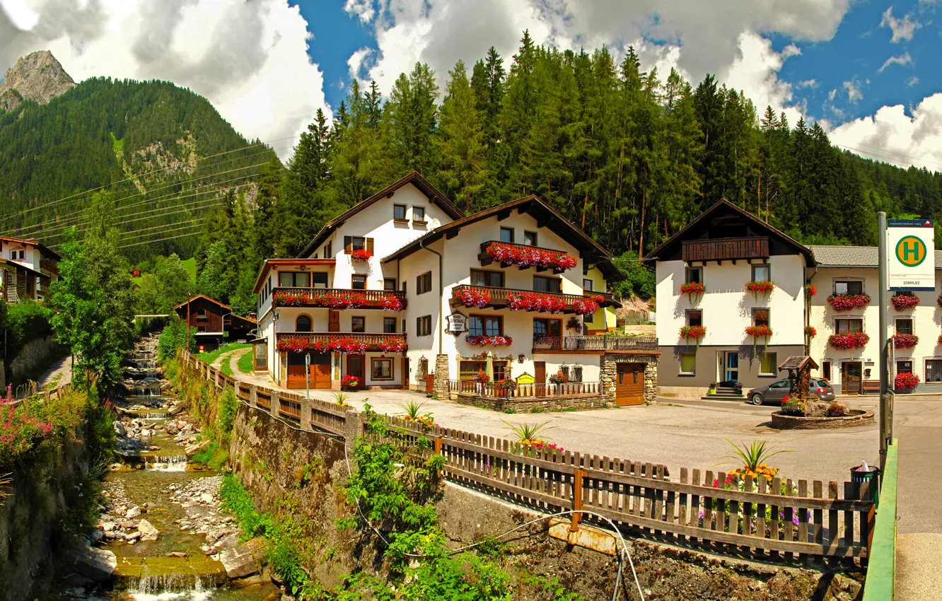 Photo wallpaper city, river, Town