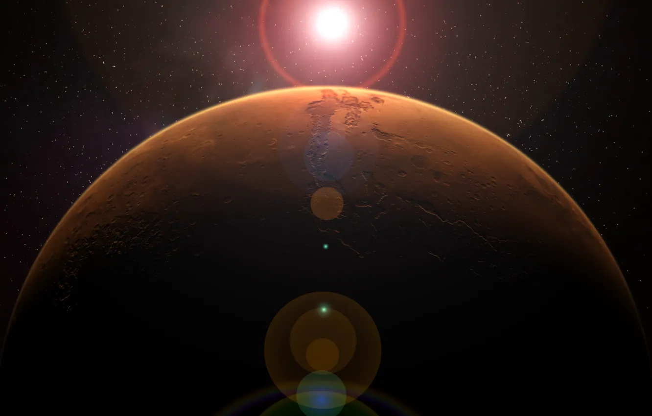 Photo wallpaper space, stars, surface, planet, Mars