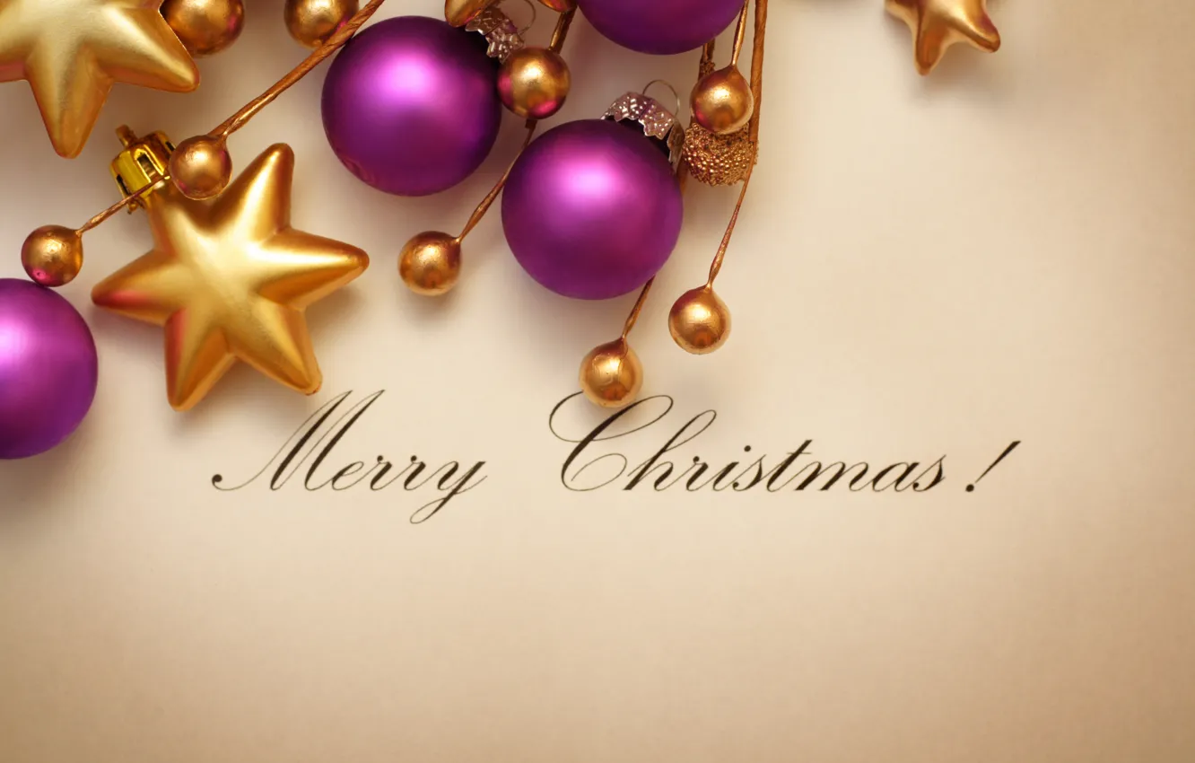 Photo wallpaper stars, balls, new year, Christmas decorations, Mery Christmas