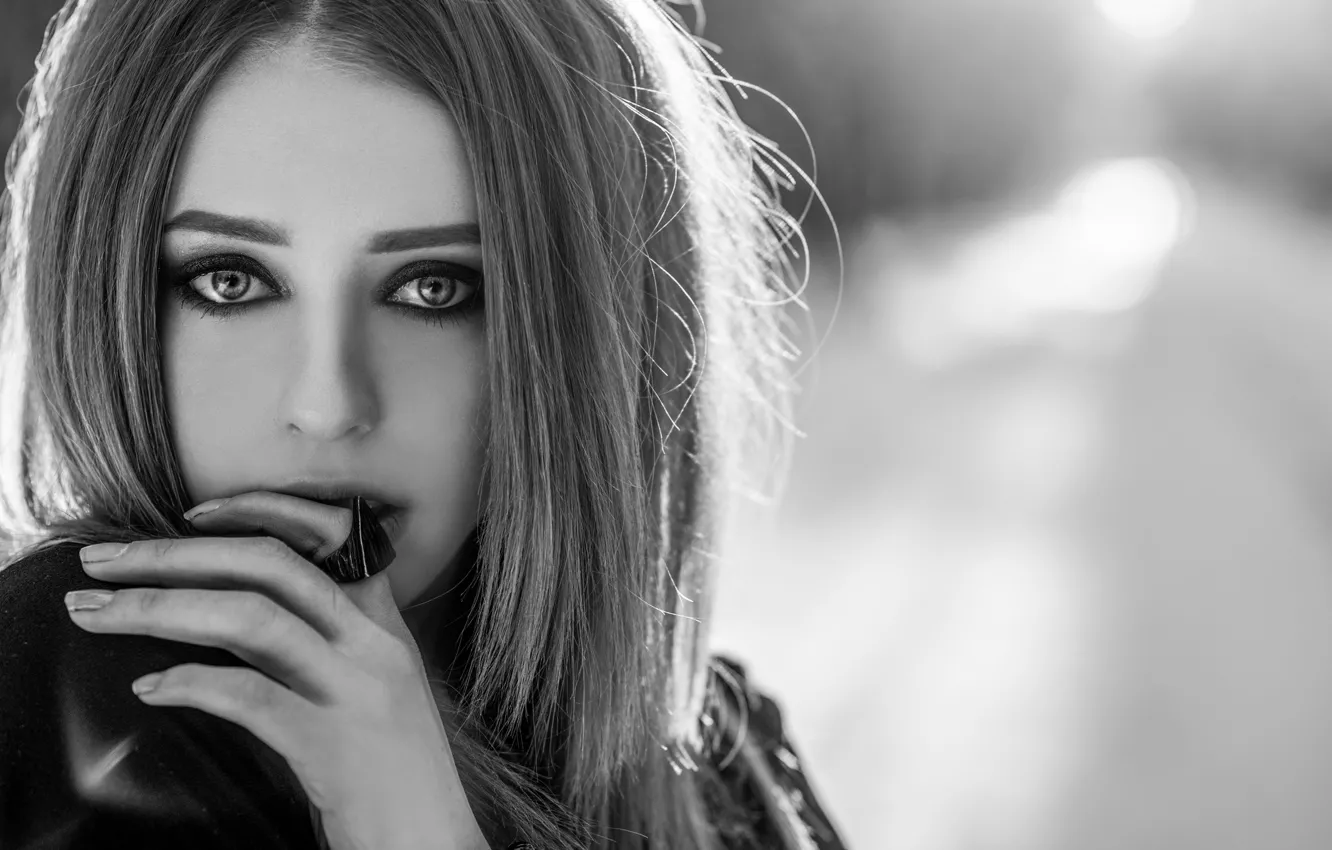 Photo wallpaper portrait, BW, Anastasia Evil