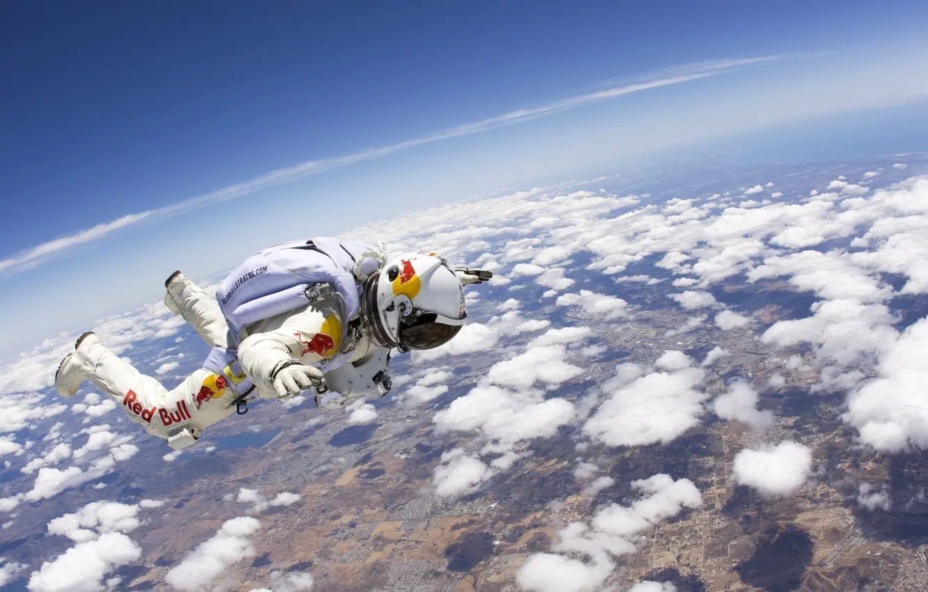 Photo wallpaper sky, Red Bull, diving, jump, Skye, diving