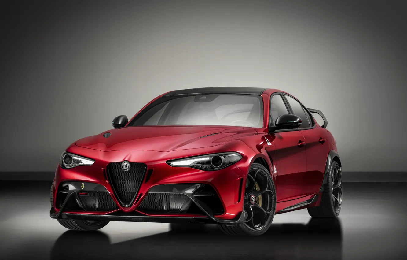 Photo wallpaper grey, background, Alfa Romeo, Giulia, GTAm, 2020