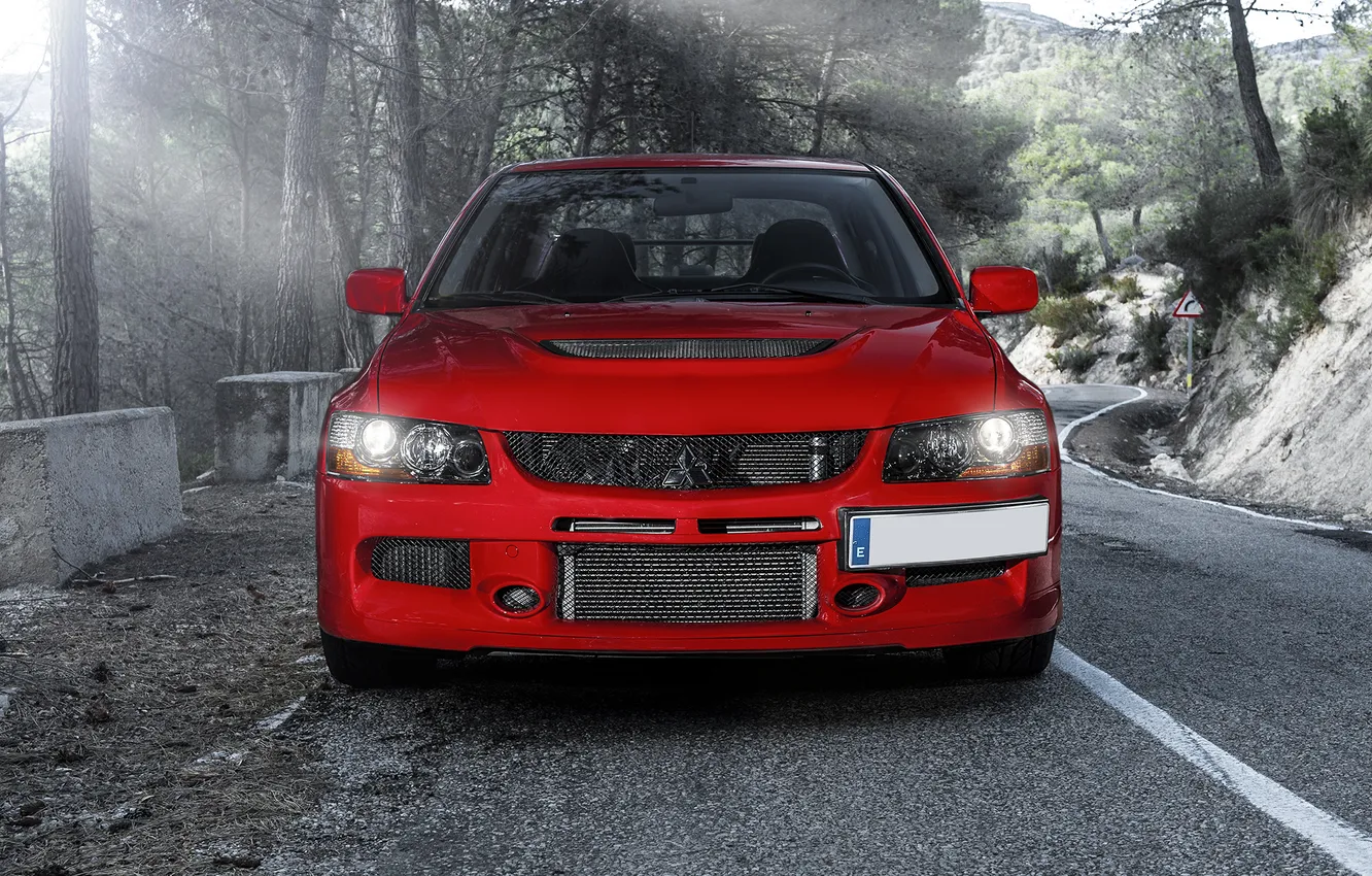 Photo wallpaper red, before, Mitsubishi, red, evo, Mitsubishi, evolution