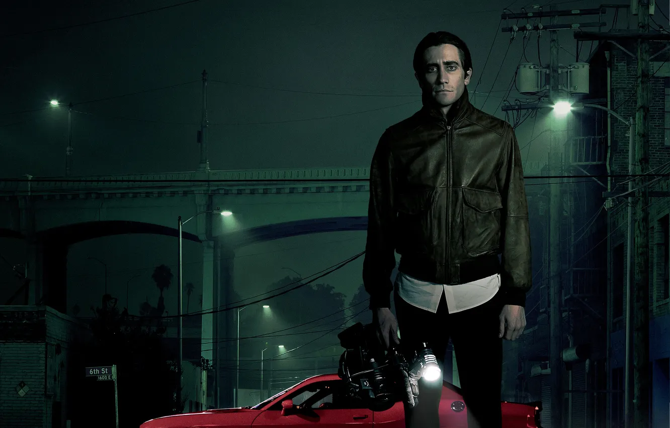 Photo wallpaper car, Dodge, red, with, camera, Jake Gyllenhaal, man, movie