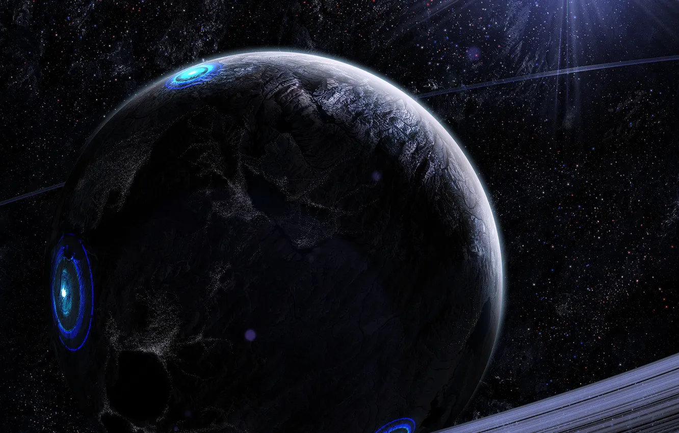 Photo wallpaper stars, circles, planet, ring