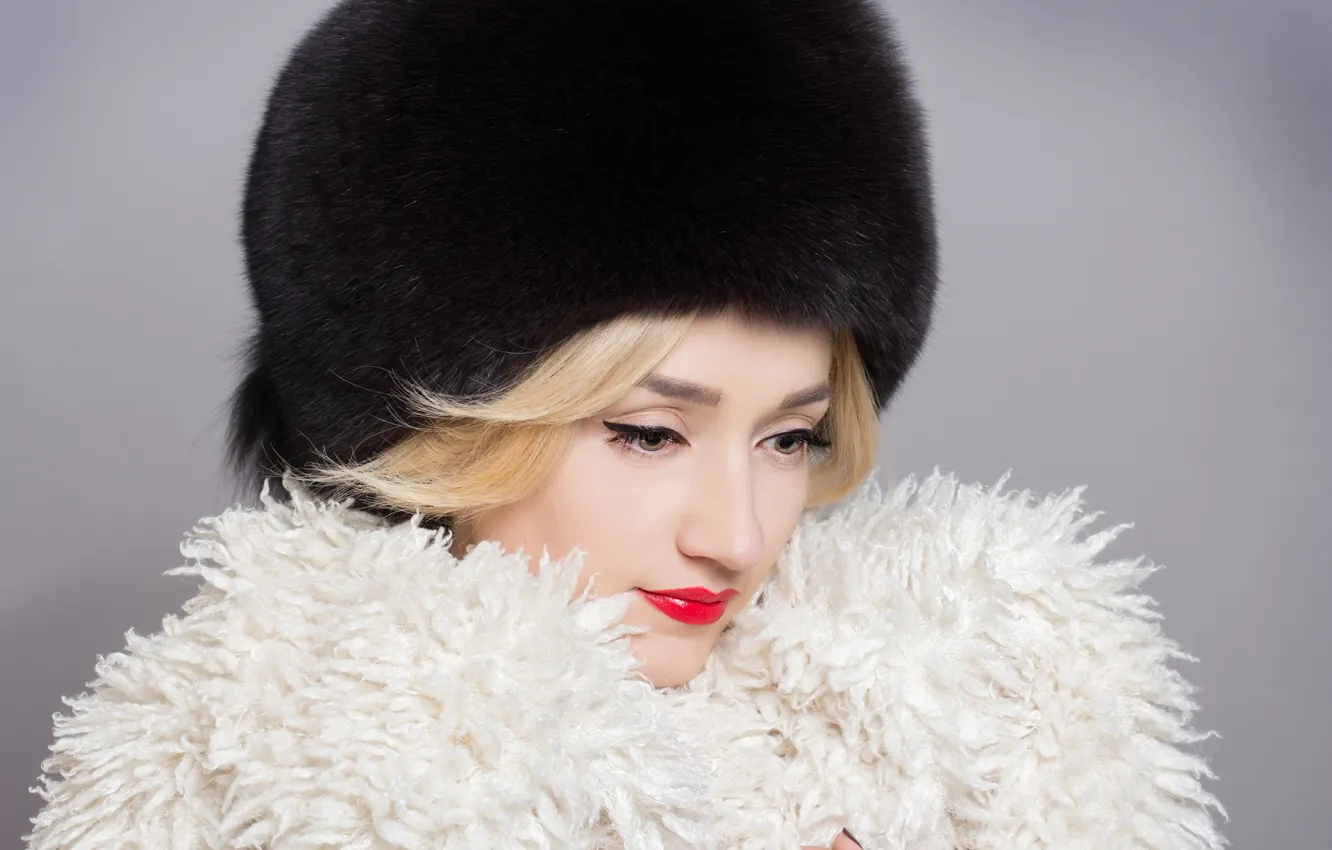 Photo wallpaper girl, hat, blonde