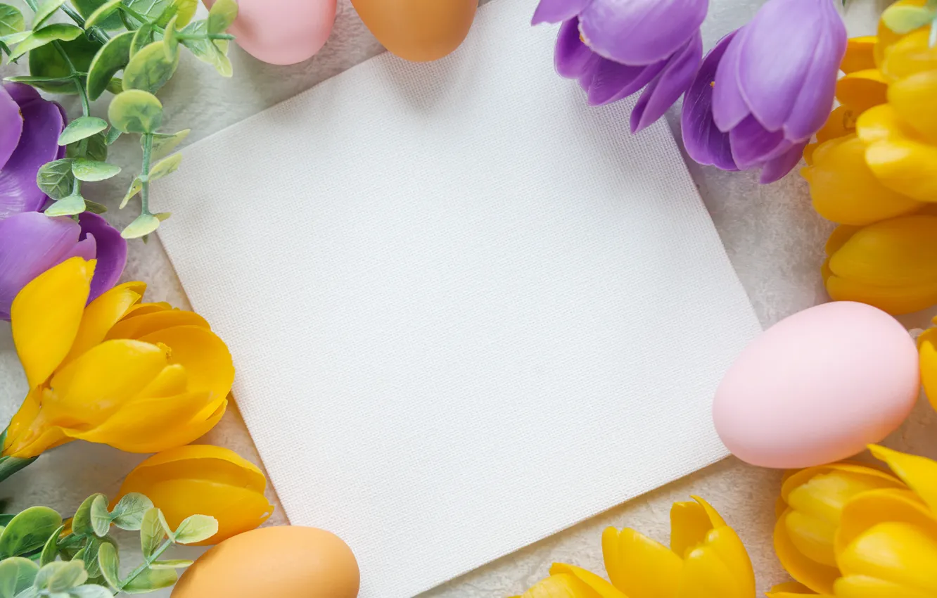 Photo wallpaper flowers, Easter, flowers, spring, Easter, eggs, Happy