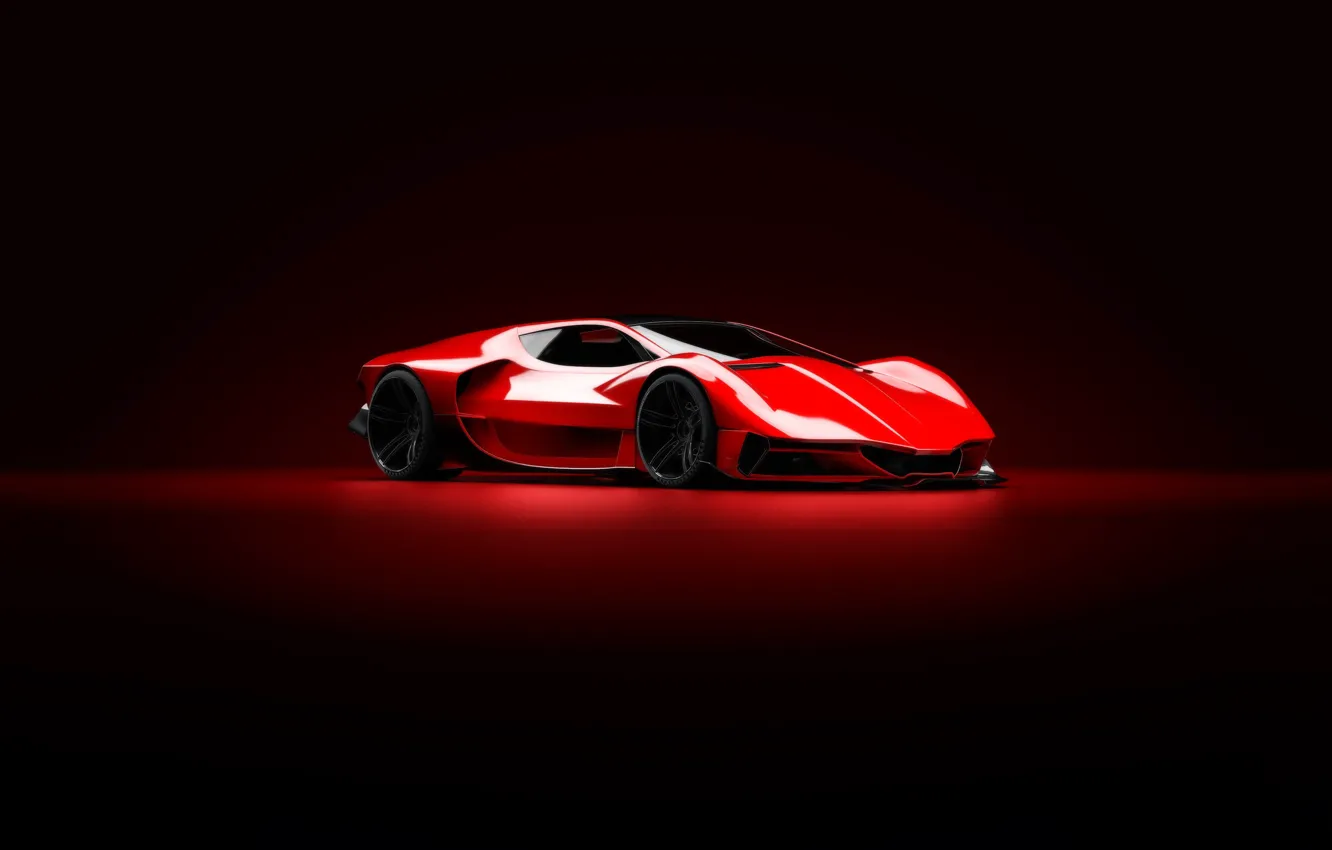 Photo wallpaper Red, Auto, Machine, Style, Background, Red, Car, Art