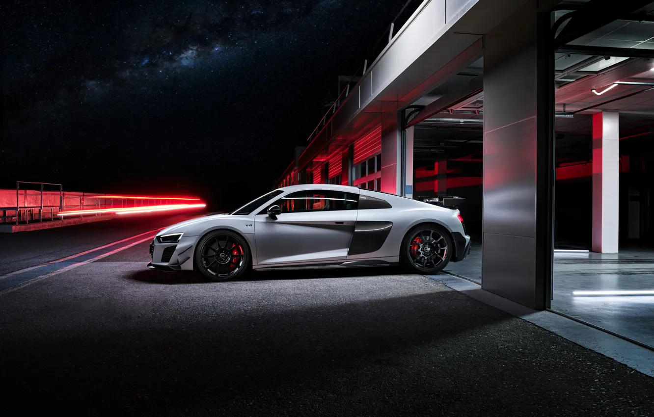Photo wallpaper Audi, side view, R8, Audi R8 Coupe V10 GT RWD