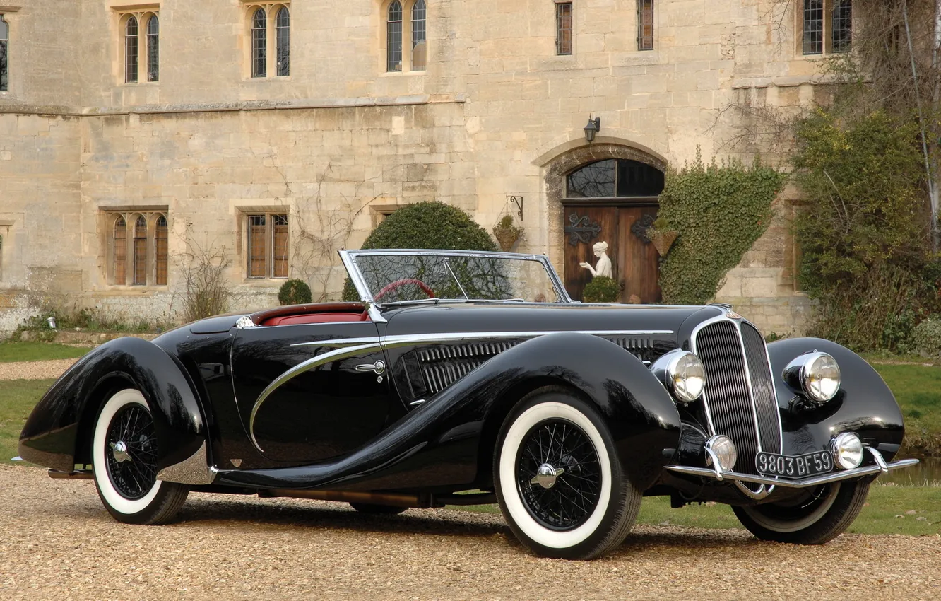 Photo wallpaper black, convertible, 1938, Delahaye 135 Ms Cabriolet By Figoni & Falaschi