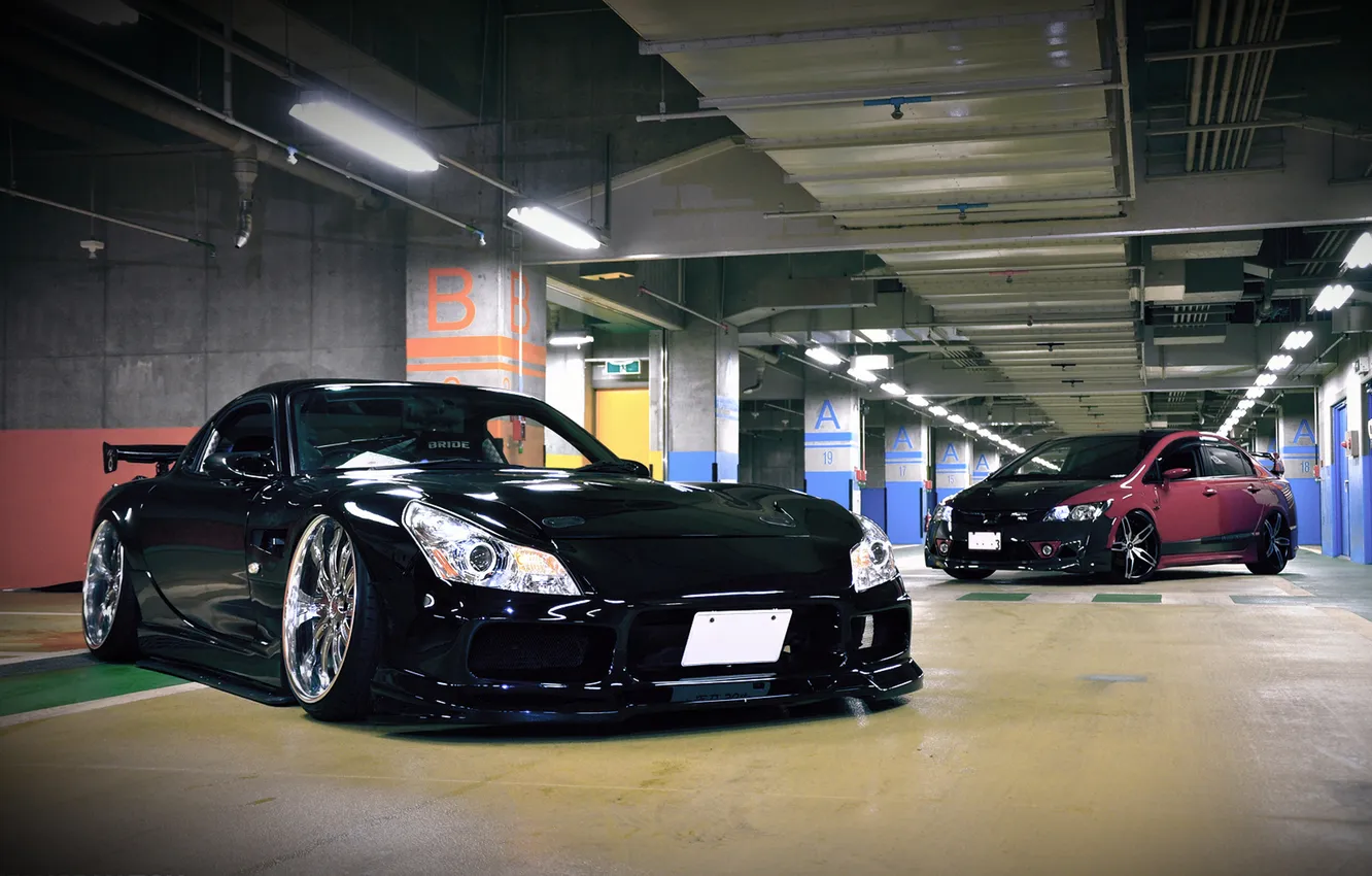 Photo wallpaper tuning, Mazda, Mazda rx7, Honda Civic, mazda FD