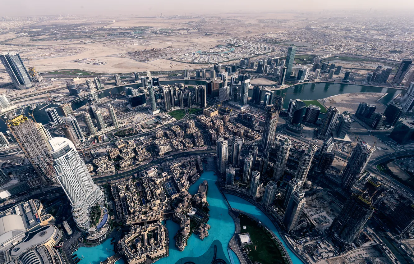 Photo wallpaper the city, panorama, Dubai, the view from the top