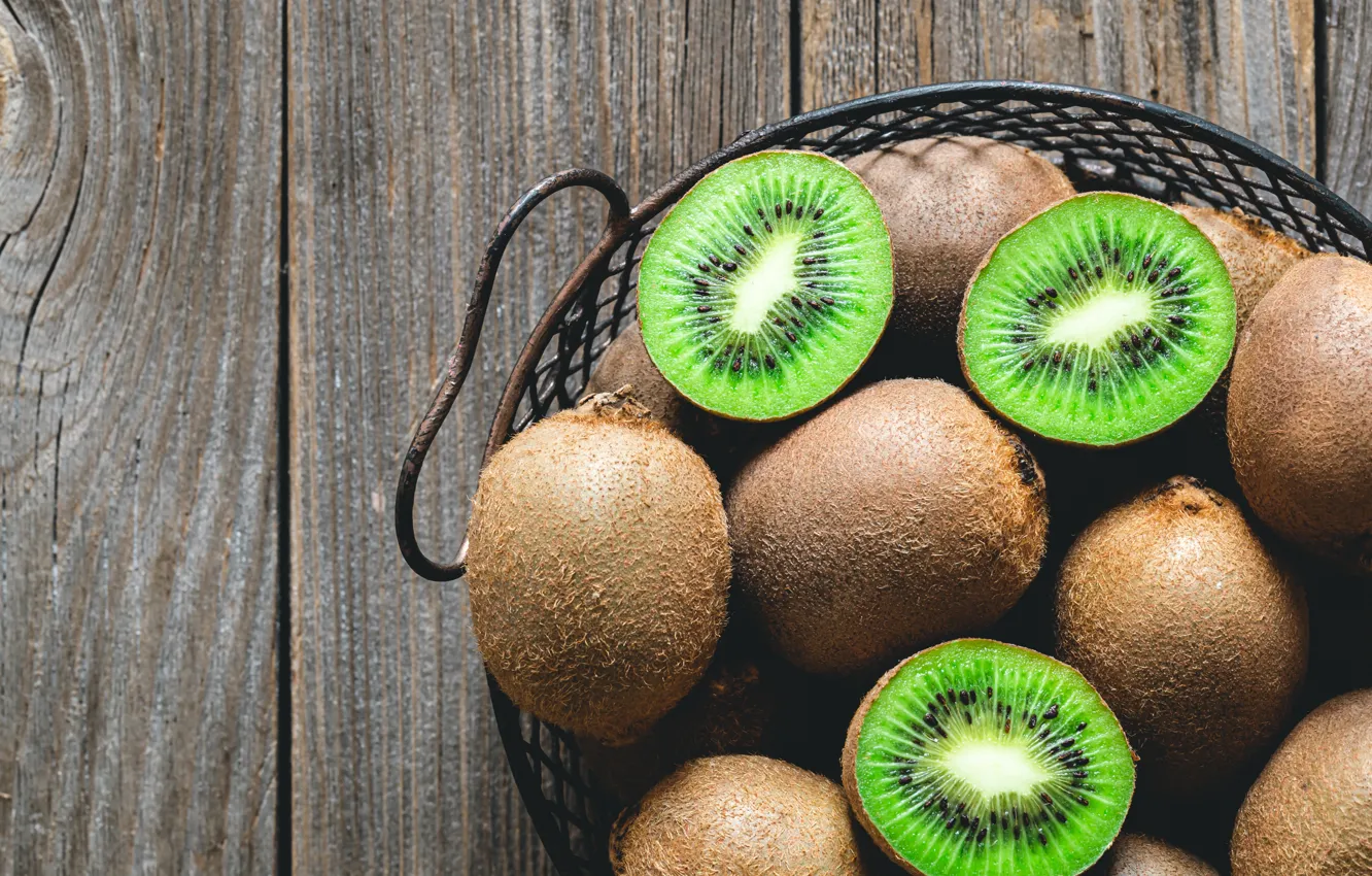 Photo wallpaper mesh, Board, kiwi, fruit, halves