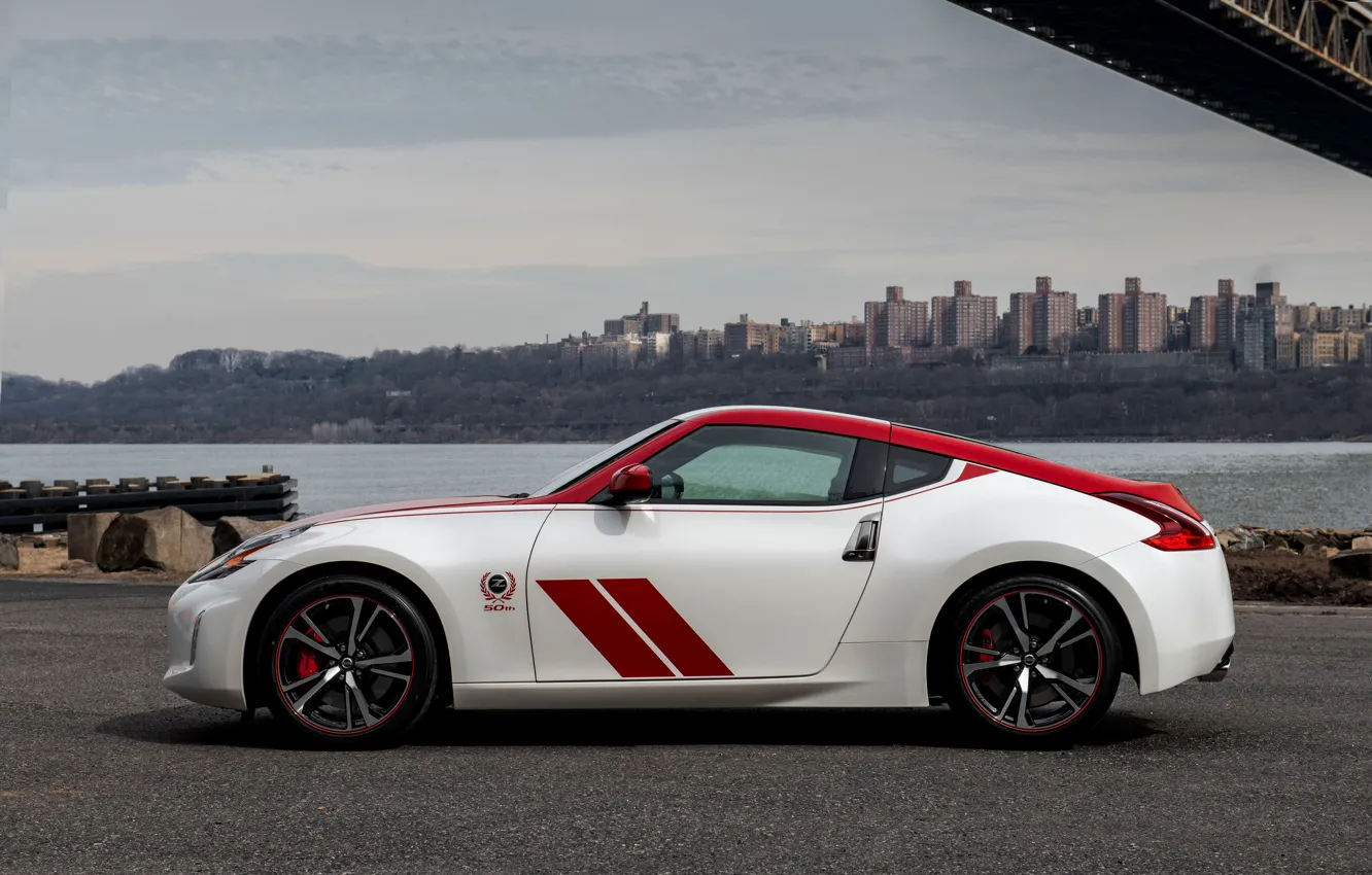 Photo wallpaper strip, coupe, silhouette, Nissan, red-white, 370Z, 50th Anniversary Edition, 2020