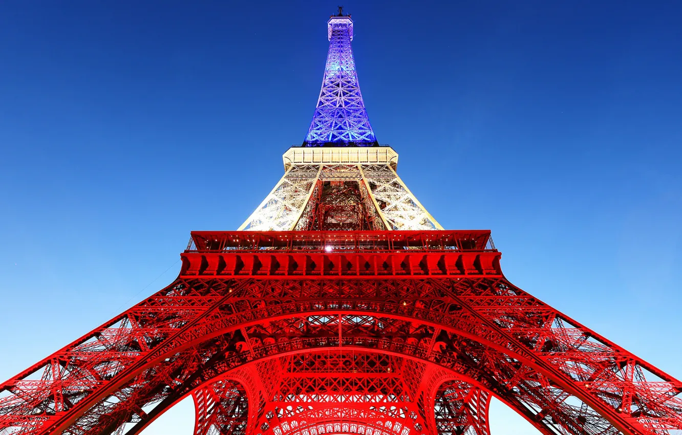Photo wallpaper Paris, France, Eiffel Tower, France flag