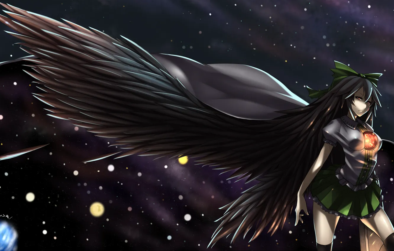 Photo wallpaper wings, angel, reiu equipment, utsuho, touhou