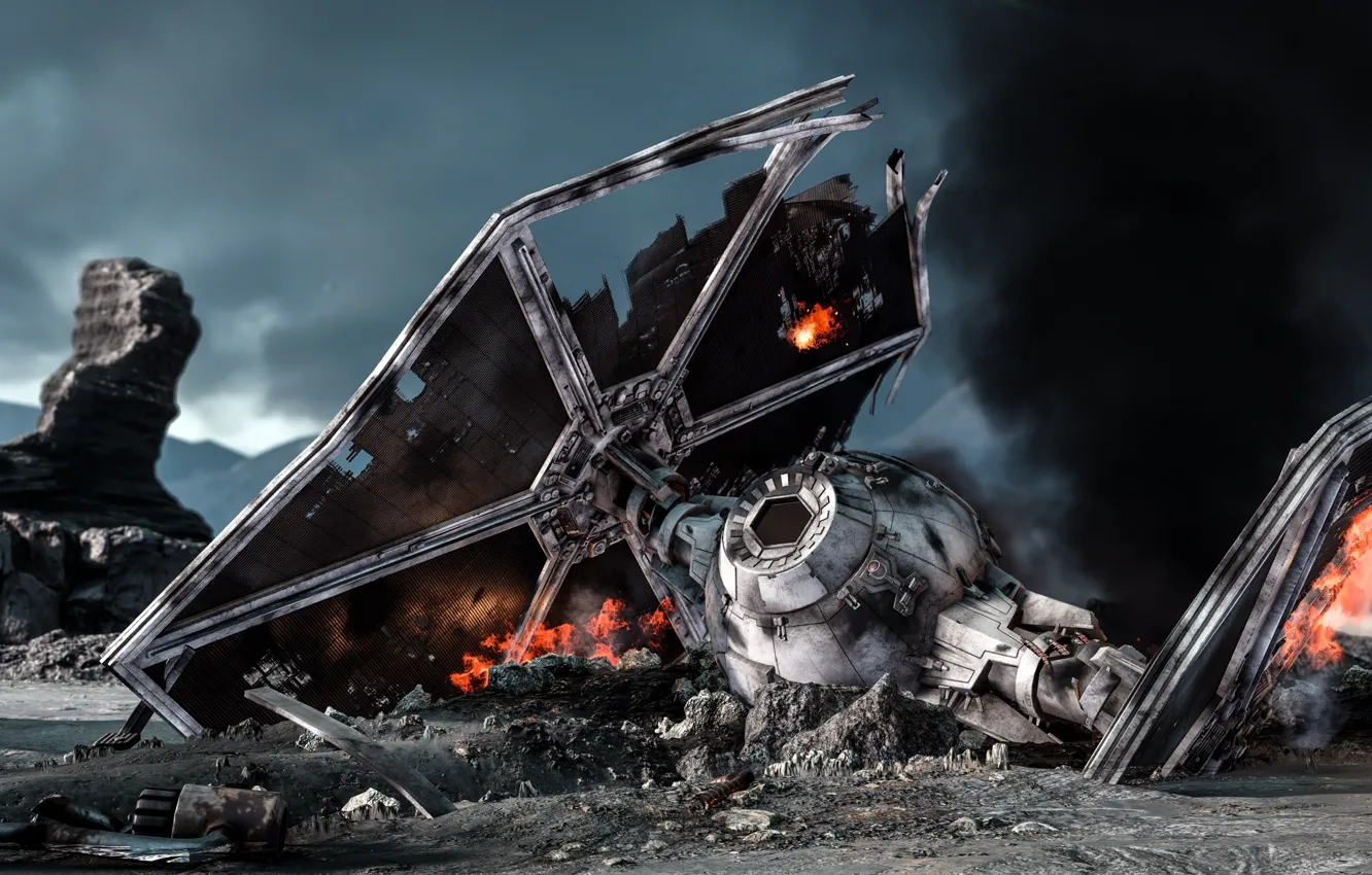 Photo wallpaper the game, destroyed, Electronic Arts, DICE, tie-fighter, star wars battlefront, Sullust, Sullust