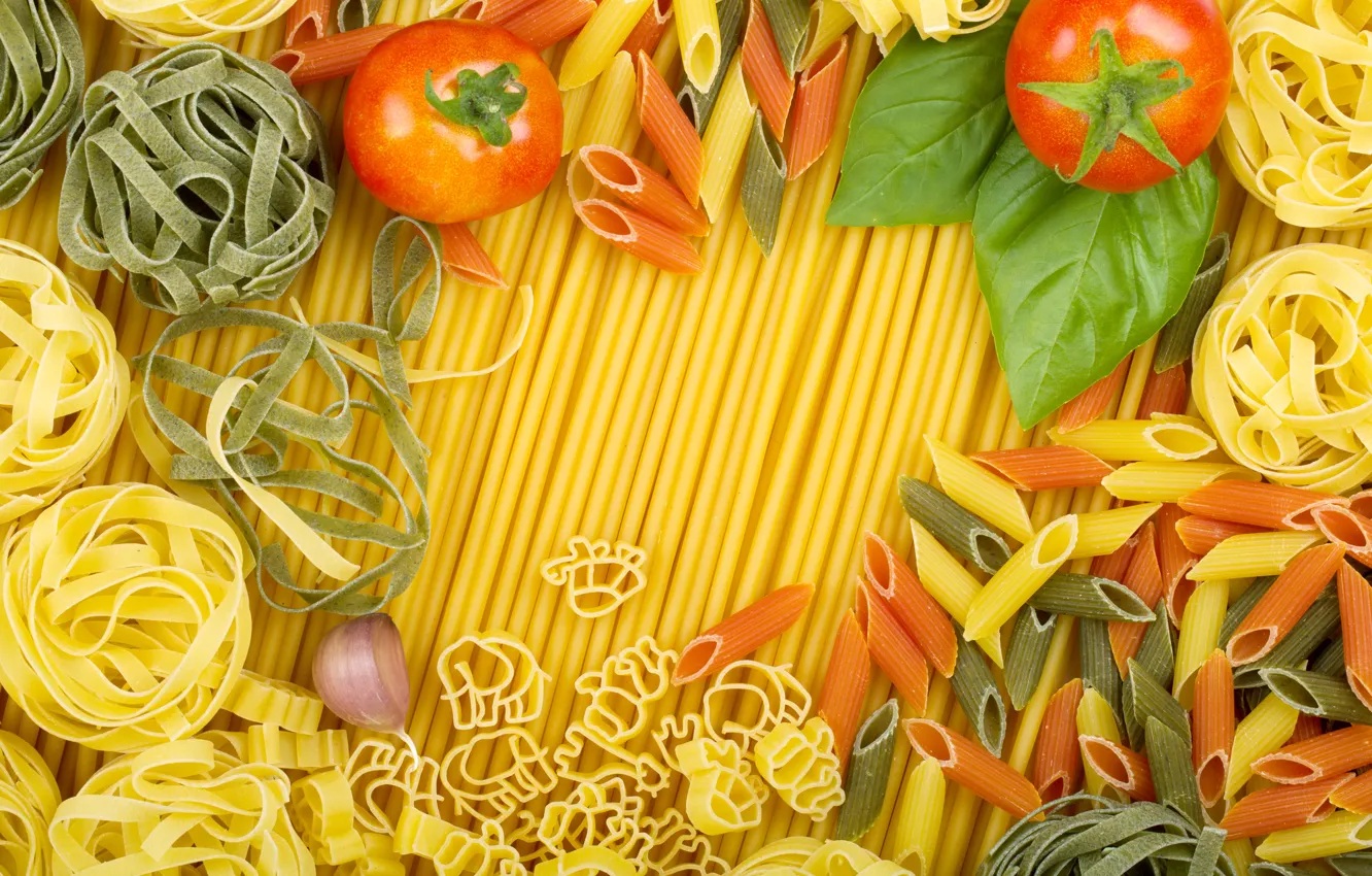 Photo wallpaper tomatoes, tomatoes, pasta, pasta, figure